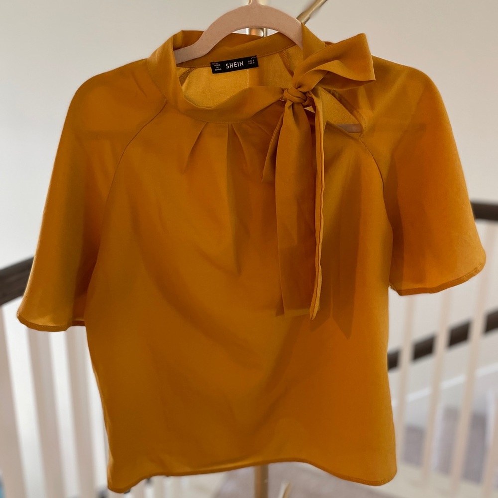 SHEIN | Mustard Tie Neck Top | Size S
